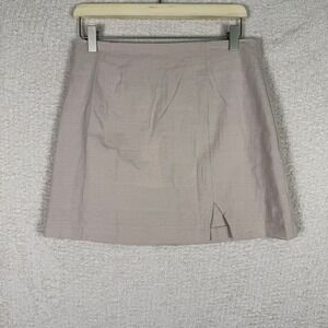 Beginning Boutique Mini Skirt with Slit Size M Neutral Taupe A-Line Short Skirt‎